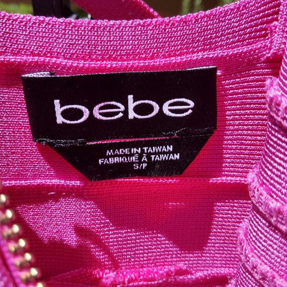 bebe dress, hot pink, size s, bodycon dress, front zipper, sexy dress - Picture 5 of 6